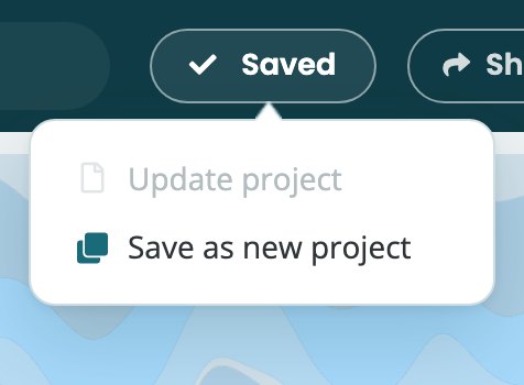 The Save menu with Update project and Save as new project